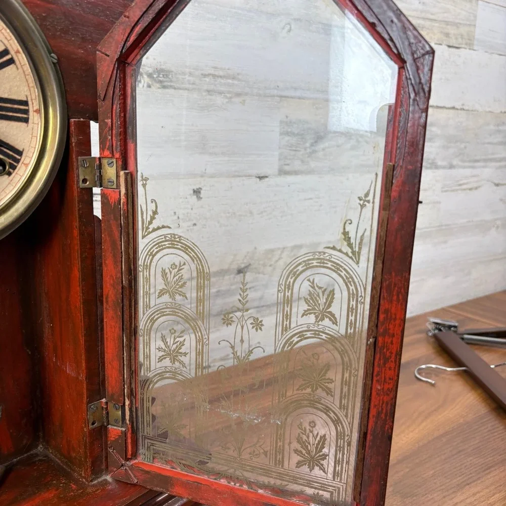 Antique E Ingraham Parlor Gingerbread Mantle Clock 1890's With Bell Alarm